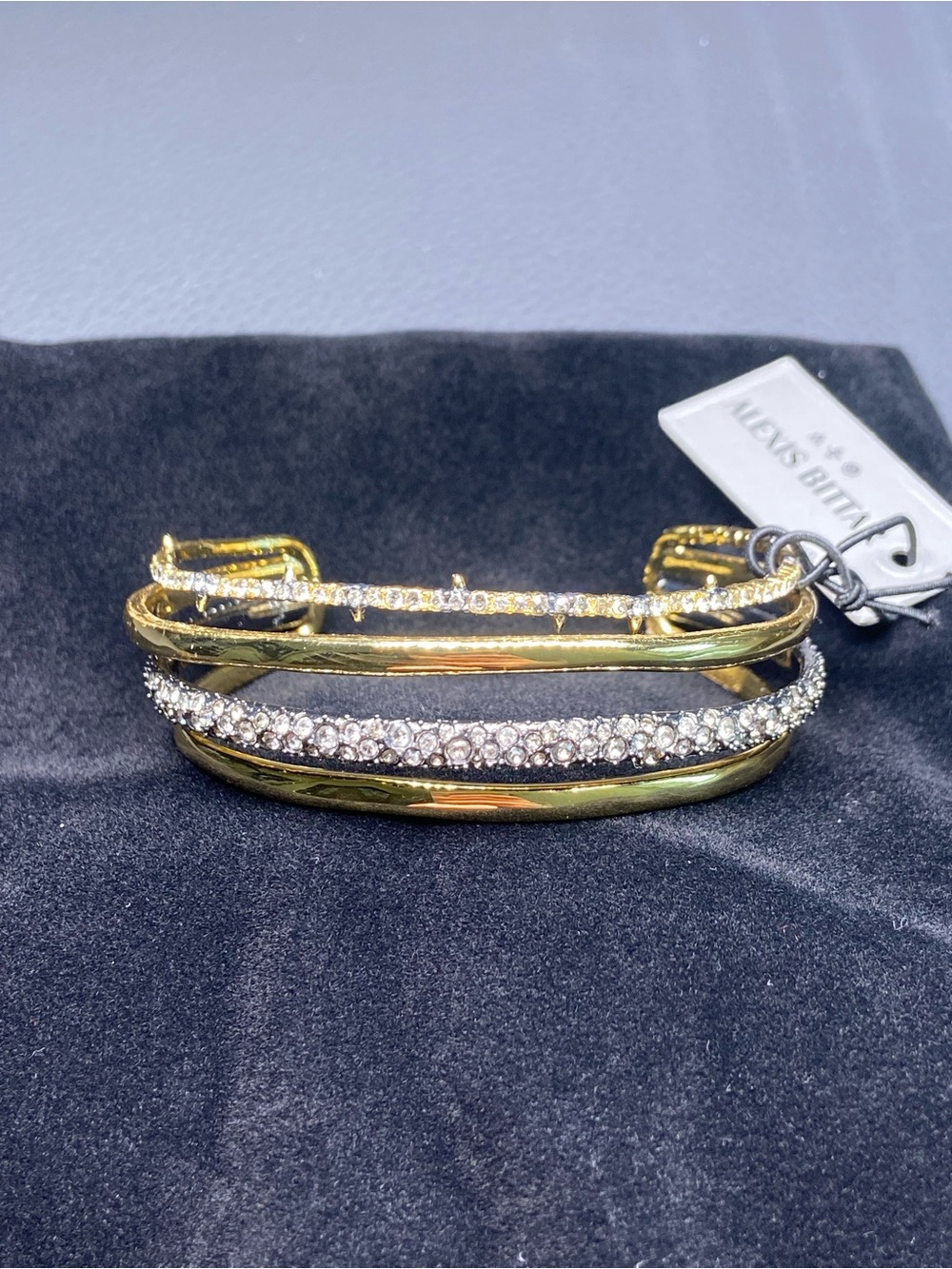 Alexis Bittar Gold Multi-Row Pave Crystal Cuff Bracelet